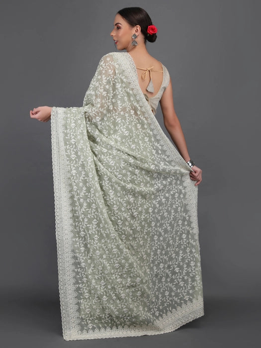 All over Embroidery Zari Saree