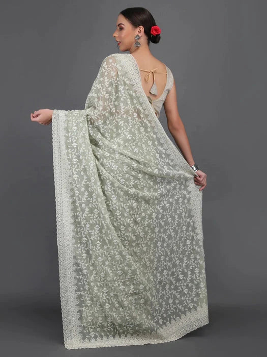 All over Embroidery Zari Saree