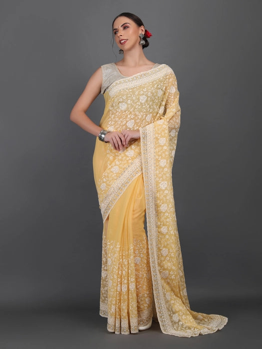 All over Embroidery Zari Saree