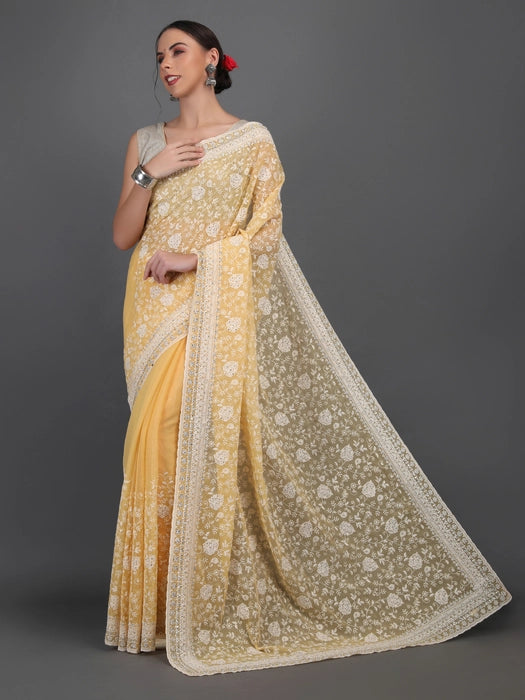 All over Embroidery Zari Saree