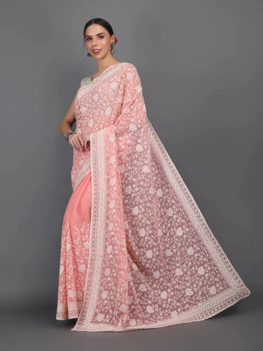 All over Embroidery Zari Saree