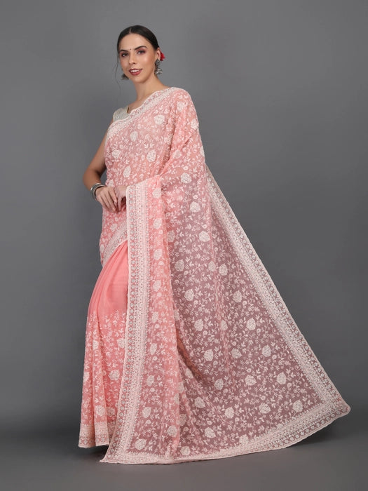 All over Embroidery Zari Saree