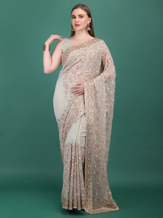 Georgette all over Embroidery Saree
