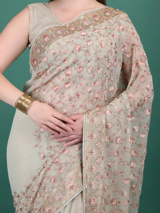 Georgette all over Embroidery Saree