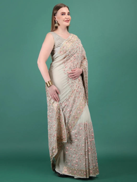 Georgette all over Embroidery Saree