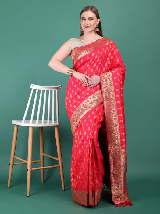 Poly Silk with Zari all over meena work  Saree