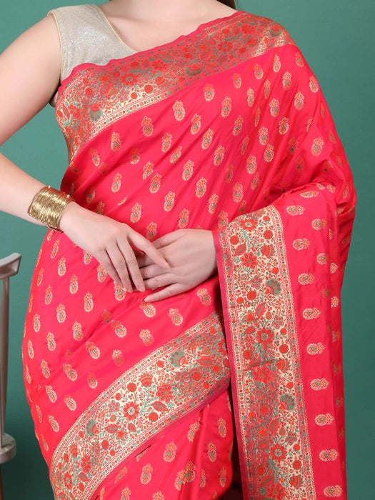 Poly Silk with Zari all over meena work  Saree