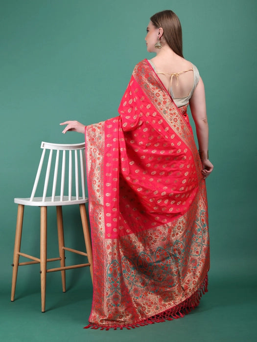 Poly Silk with Zari all over meena work  Saree
