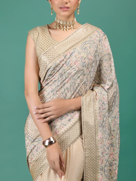 Chiffon Stitch Embroidery Saree
