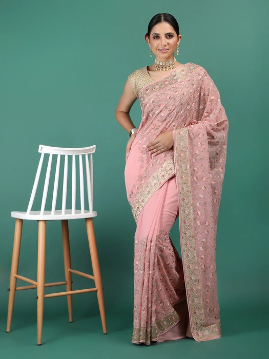 Georgette all over Embroidery Saree