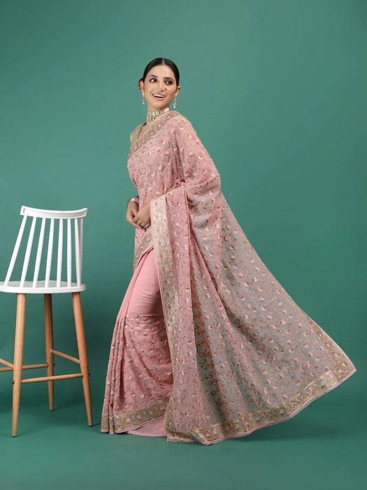 Georgette all over Embroidery Saree