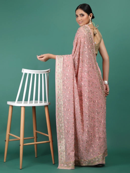 Georgette all over Embroidery Saree