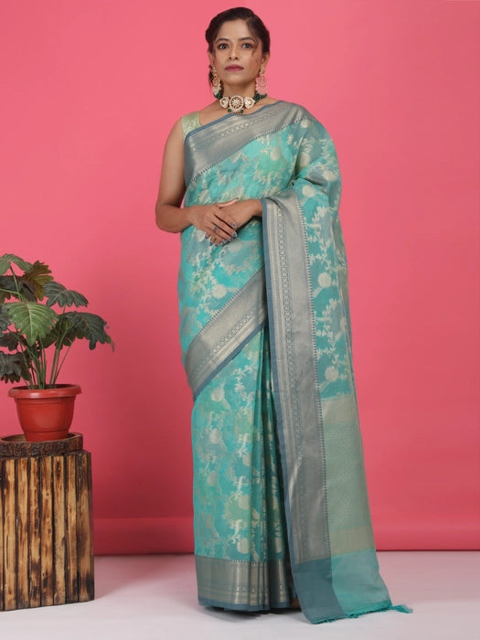 Light Woven Kota Doria Zari Saree with Blouse Piece