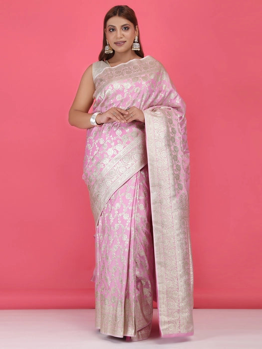 Zari Jaal Satin Poly Silk  Saree
