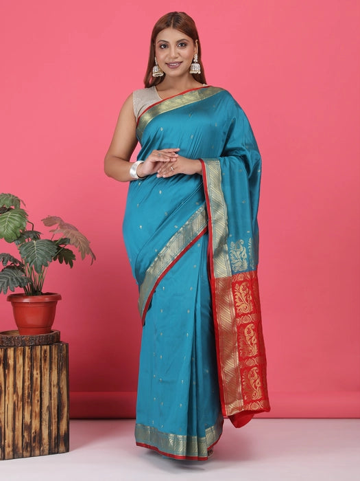 South Silk Zari Line Booti  Saree