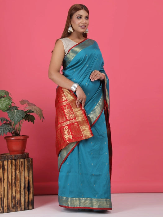 South Silk Zari Line Booti  Saree