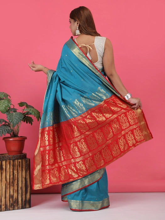 South Silk Zari Line Booti  Saree