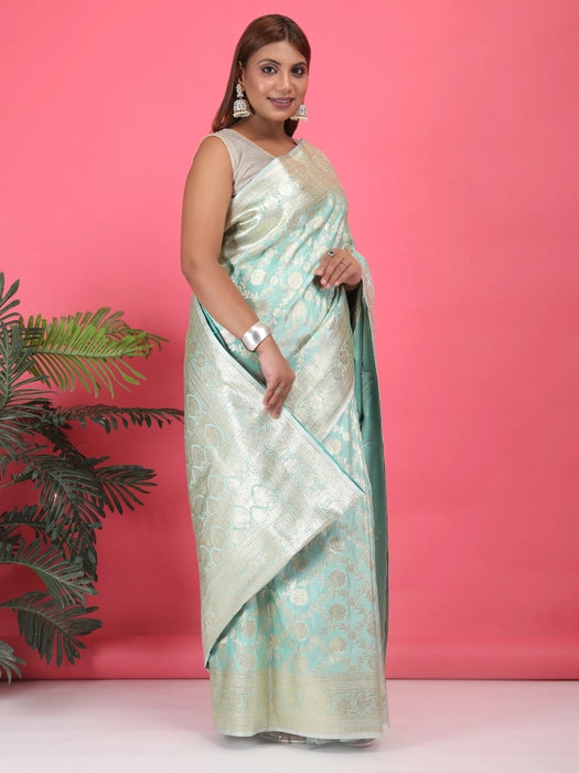 Zari Jaal Satin Poly Silk  Saree