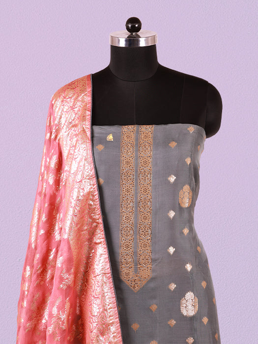 Pure Viscose Organza Jacquard Suit with Dupatta
