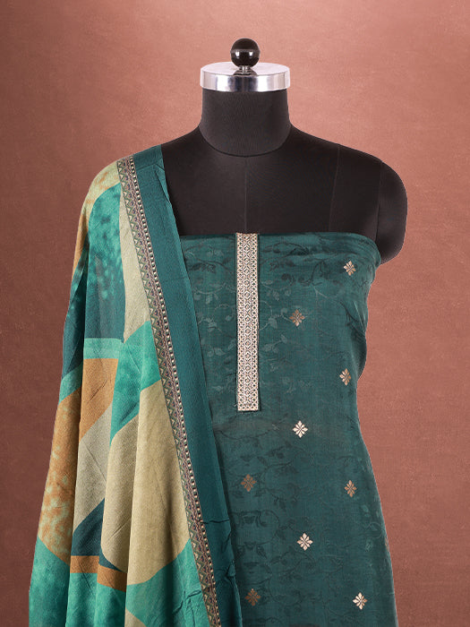 Plain Self Jacquard Suit with Dupatta