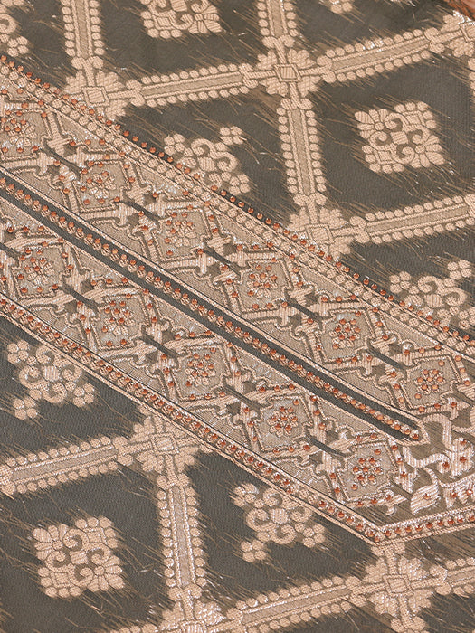 Pure Viscose Organza Jacquard Suit with Dupatta