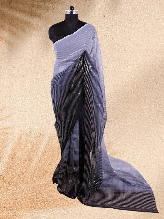 Faux Georgette Sequins Work Saree with Unstitched Blouse Piece