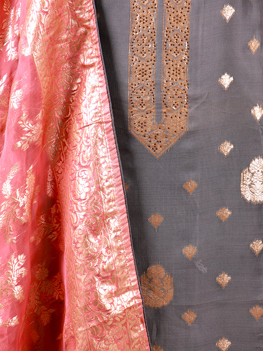 Pure Viscose Organza Jacquard Suit with Dupatta