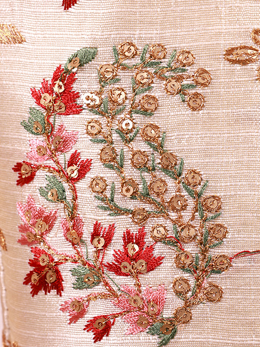 Silk Fabric Floral & Paisley Embroidery Hand Bag