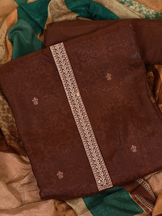 Plain Self Jacquard Suit with Dupatta