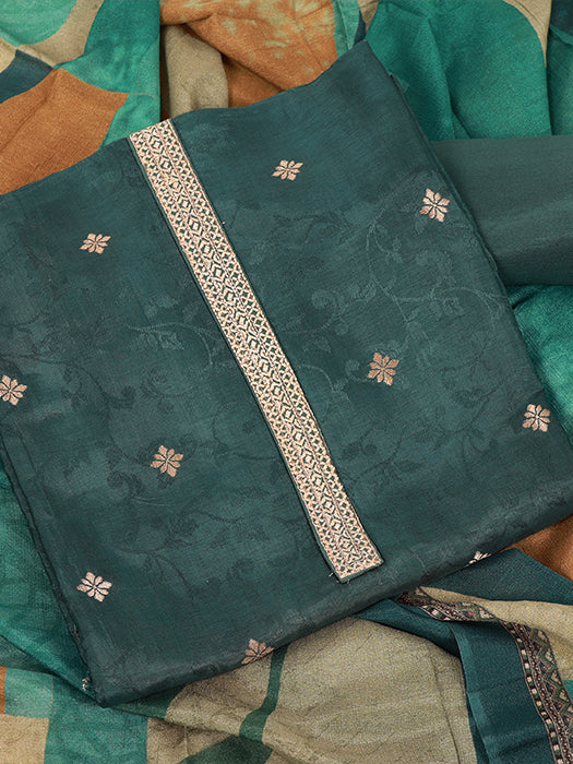 Plain Self Jacquard Suit with Dupatta
