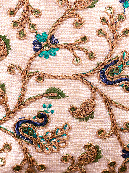 Silk Fabric Peacock Embroidered Hand Bag