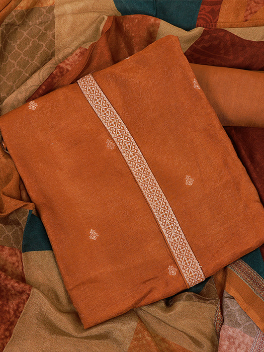 Plain Self Jacquard Suit with Dupatta