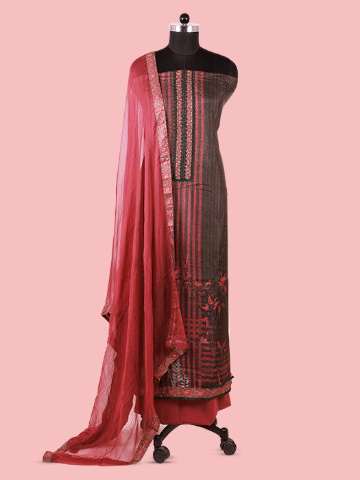 Vibrant Printed Crepe Suit Set with Dupatta