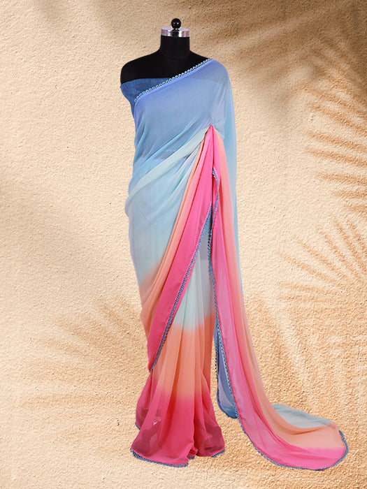 Bollywood-Inspired Lightweight Georgette Saree with Border Accent