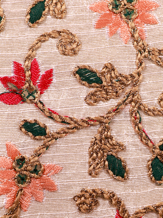 Silk Fabric 3D Floral Embroidery Hand Bag