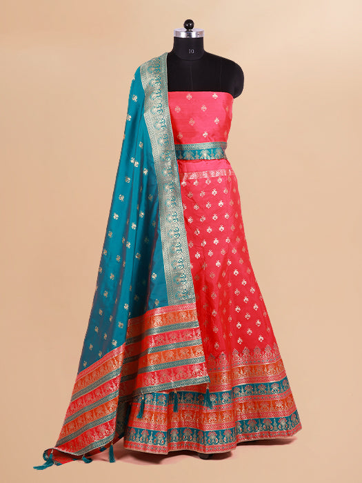 Poly Banarasi Lehenga Choli with Dupatta