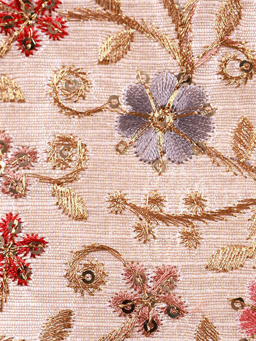 Silk Fabric Floral Sequin Zari Embroidery Hand Bag