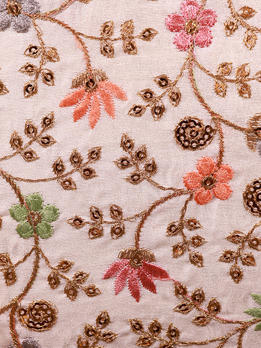 Silk Fabric Floral Embroidery Hand Bag