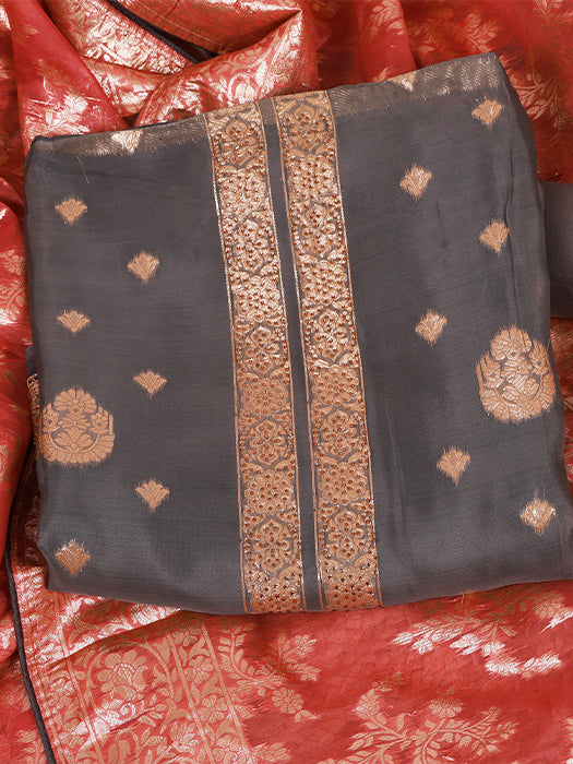 Pure Viscose Organza Jacquard Suit with Dupatta
