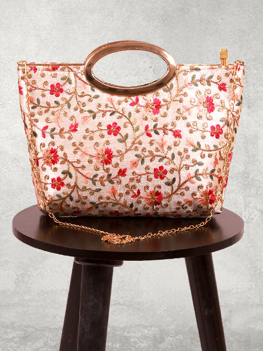 Handcrafted Silk Floral Embroidered Handbag