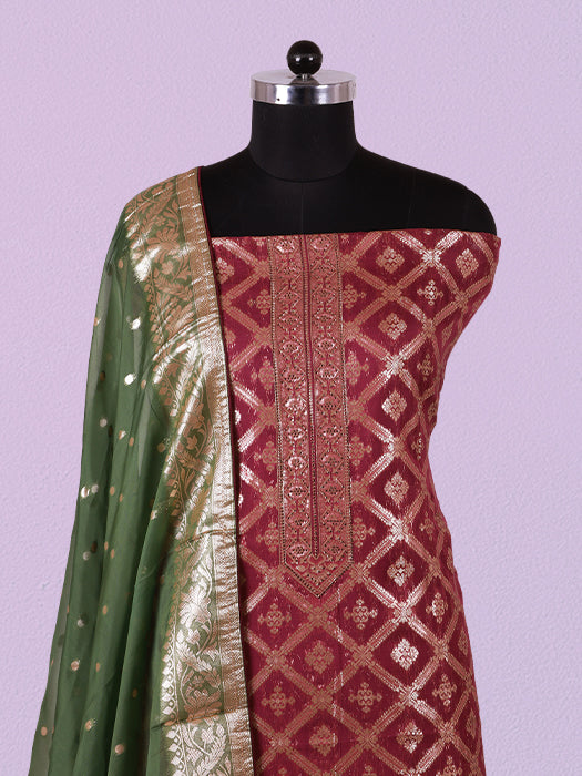 Pure Viscose Organza Jacquard Suit with Dupatta