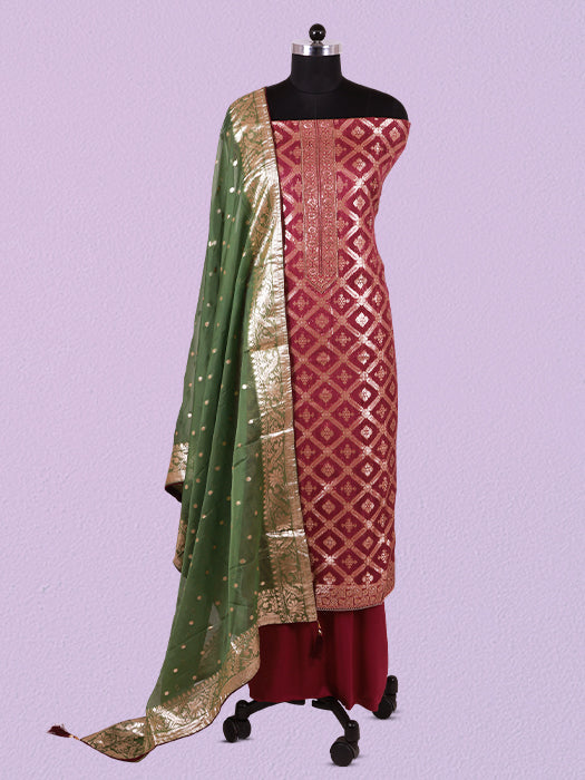 Pure Viscose Organza Jacquard Suit with Dupatta