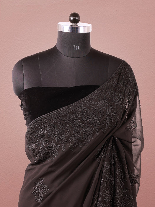 Georgette Thread Embroidery Saree