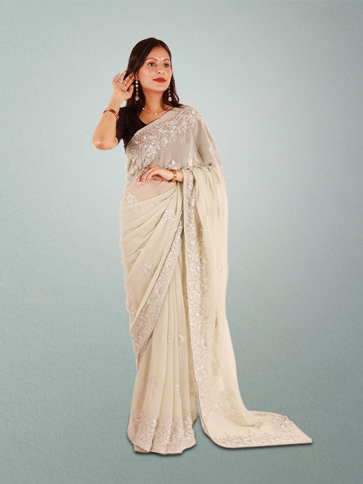Georgette Thread Embroidery Saree