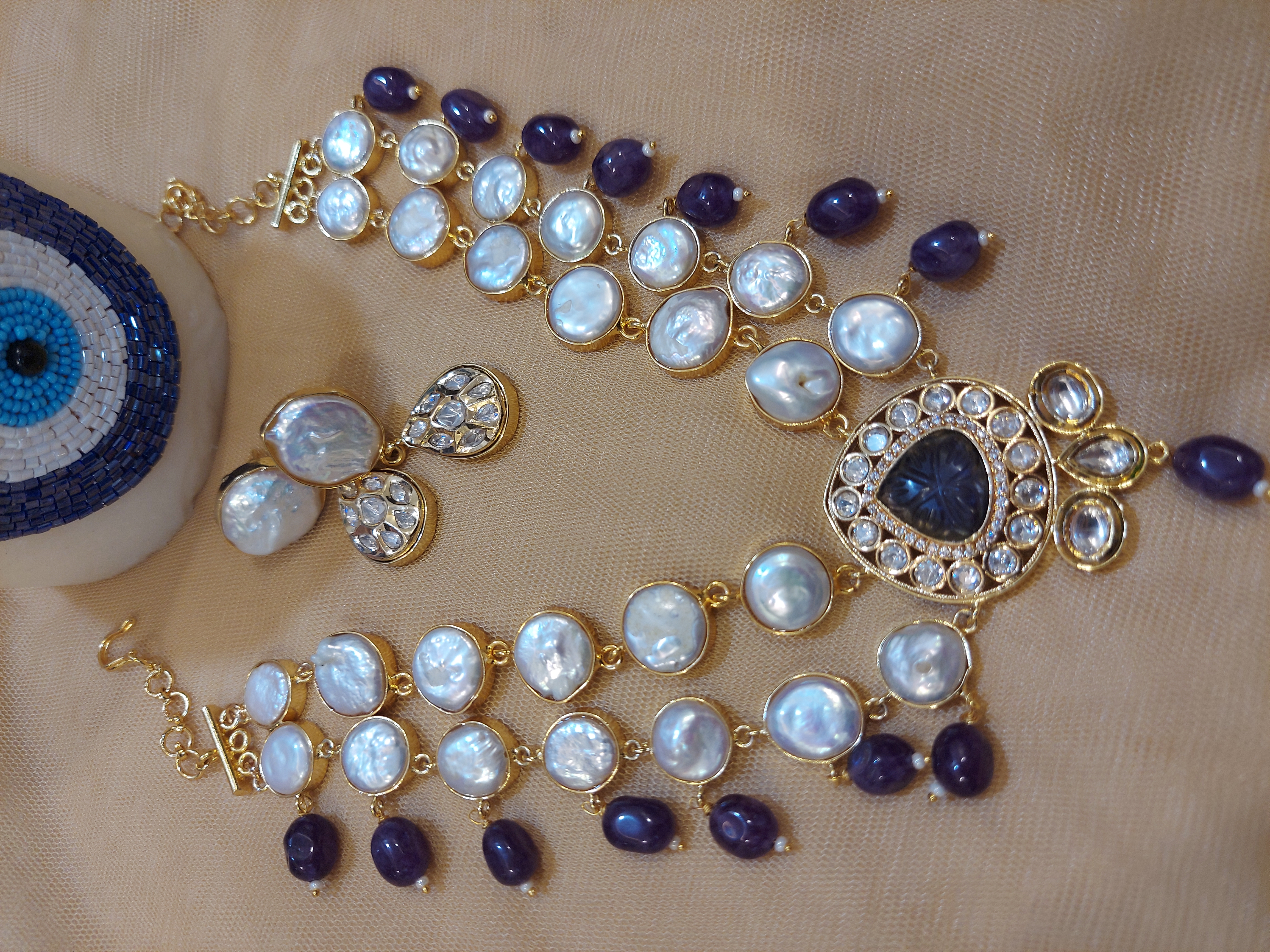 Mother of pearl with semi precious beads