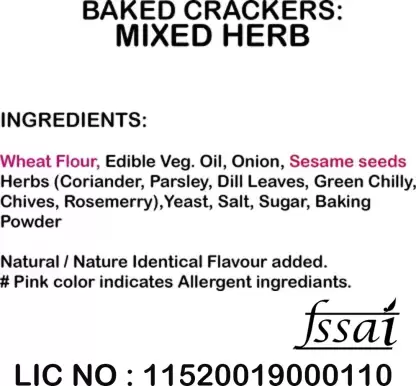 Sprightly BAKED CRACKER - MIXED HERB 125g each PACK OF 4 Crackers