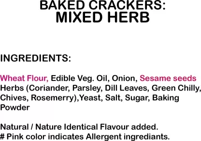 Sprightly BAKED CRACKER - MIXED HERB 125g each PACK OF 4 Crackers