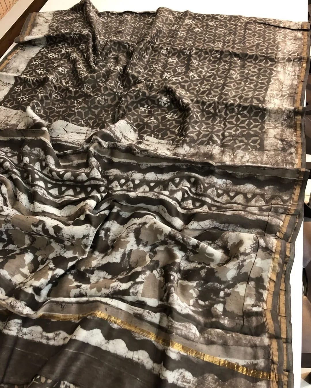 Handloom Chanderi cotton silk Handblock with blouse