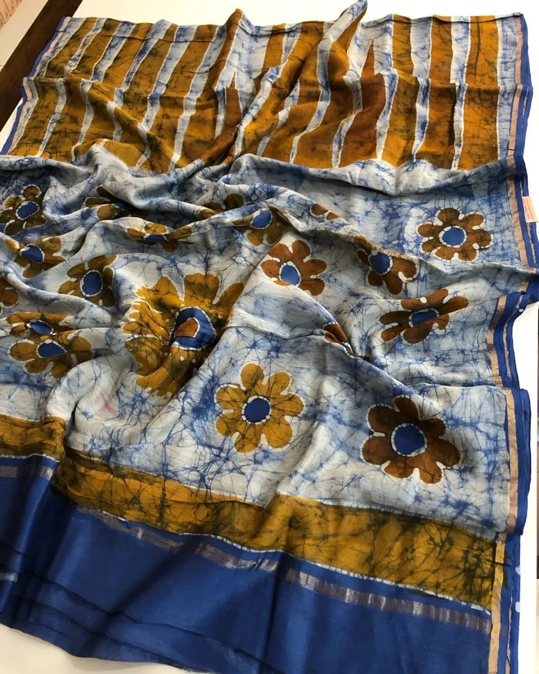 Handloom Chanderi cotton silk Handblock with blouse