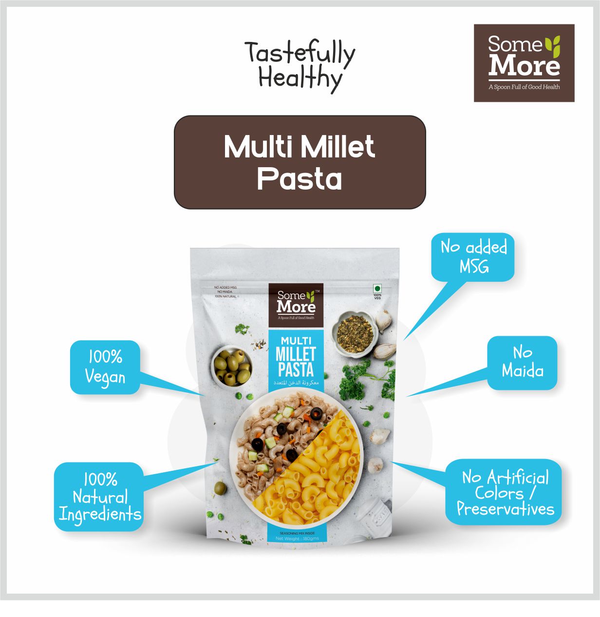 Some More Instant Healthy Multi Millet Pasta - Combo of 4 Pack of Pasta 175 Grams *4